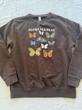 Alpha Delta Pi Brown Sweatshirt with Butterfly Graphic